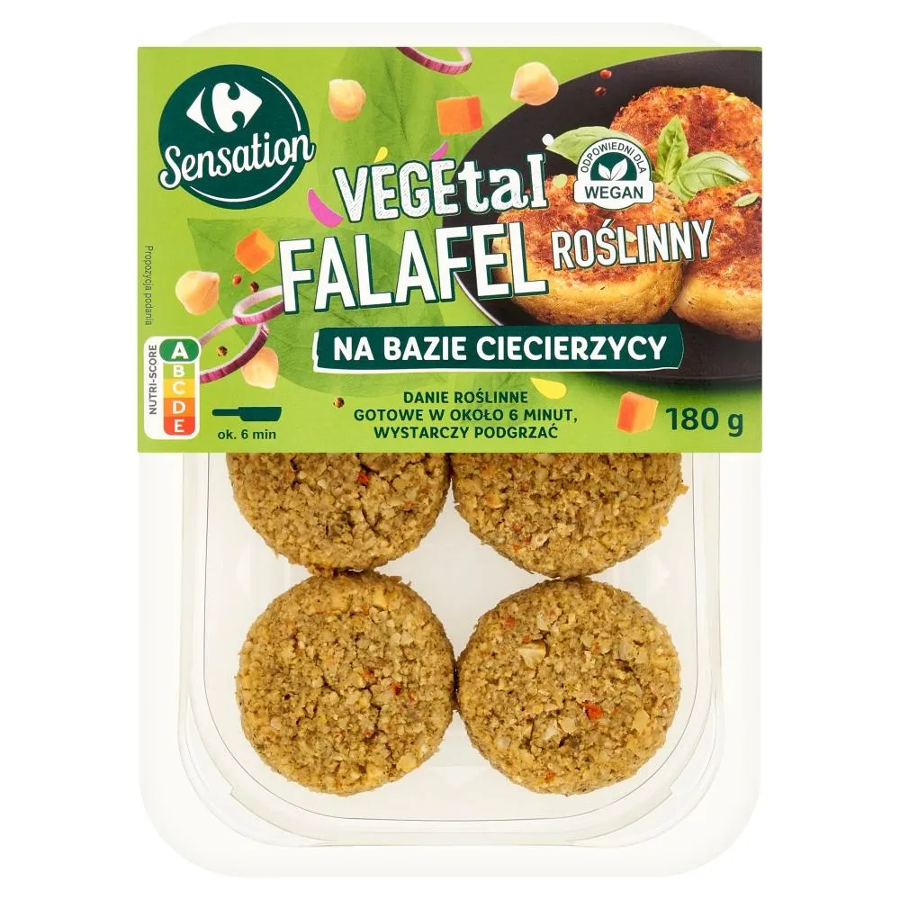 Carrefour Sensation Vegetal Falafel roślinny na bazie ciecierzycy 180 g