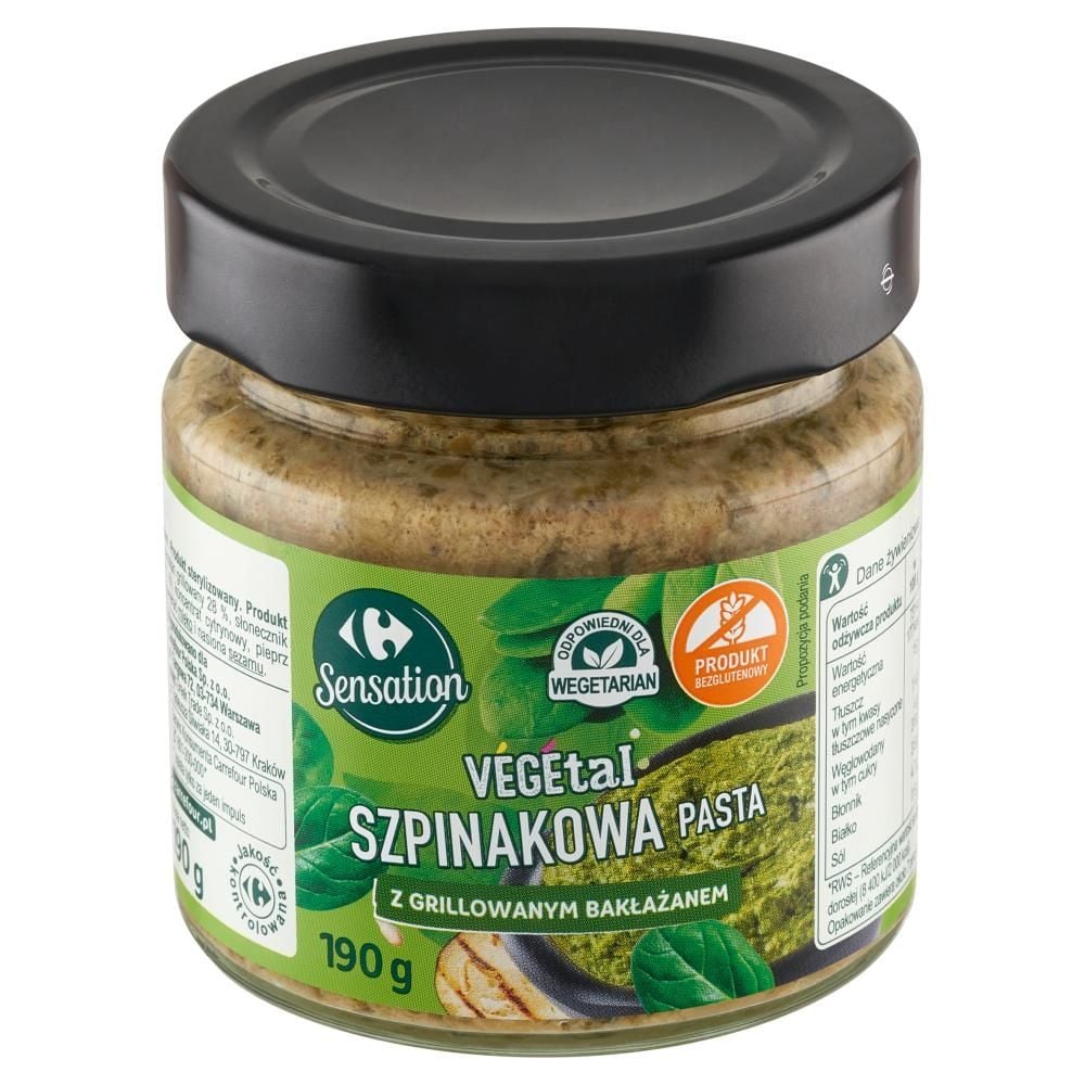 Carrefour Sensation Vegetal Szpinakowa pasta z grillowanym bakłażanem 190 g