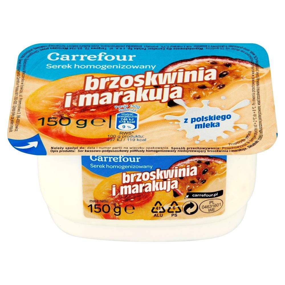 Carrefour Serek homogenizowany brzoskwinia i marakuja 150 g