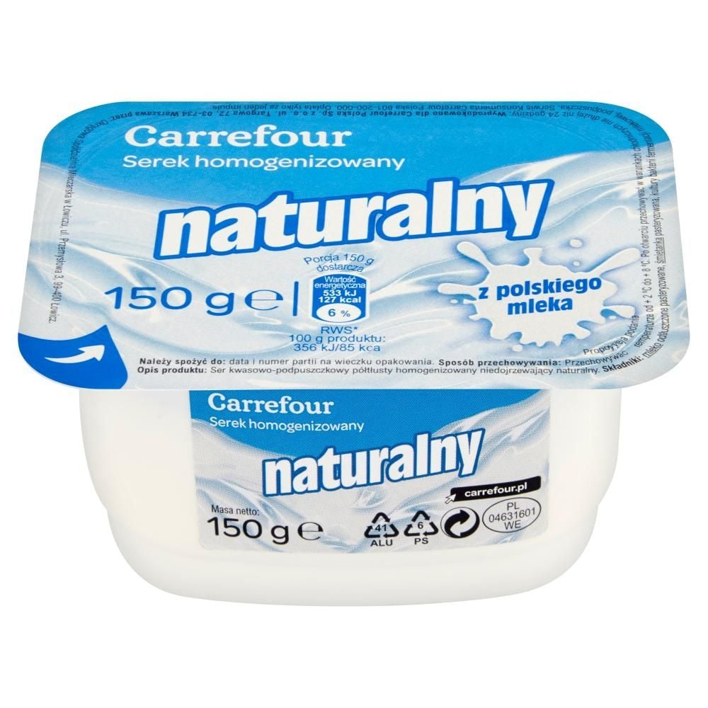 Carrefour Serek homogenizowany naturalny 150 g