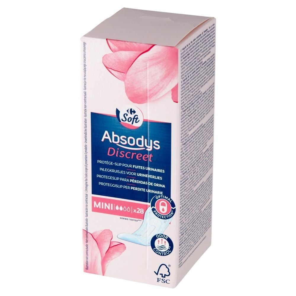 Carrefour Soft Absosys Discreet Wyrób medyczny wkładki higieniczne mini 28 sztuk