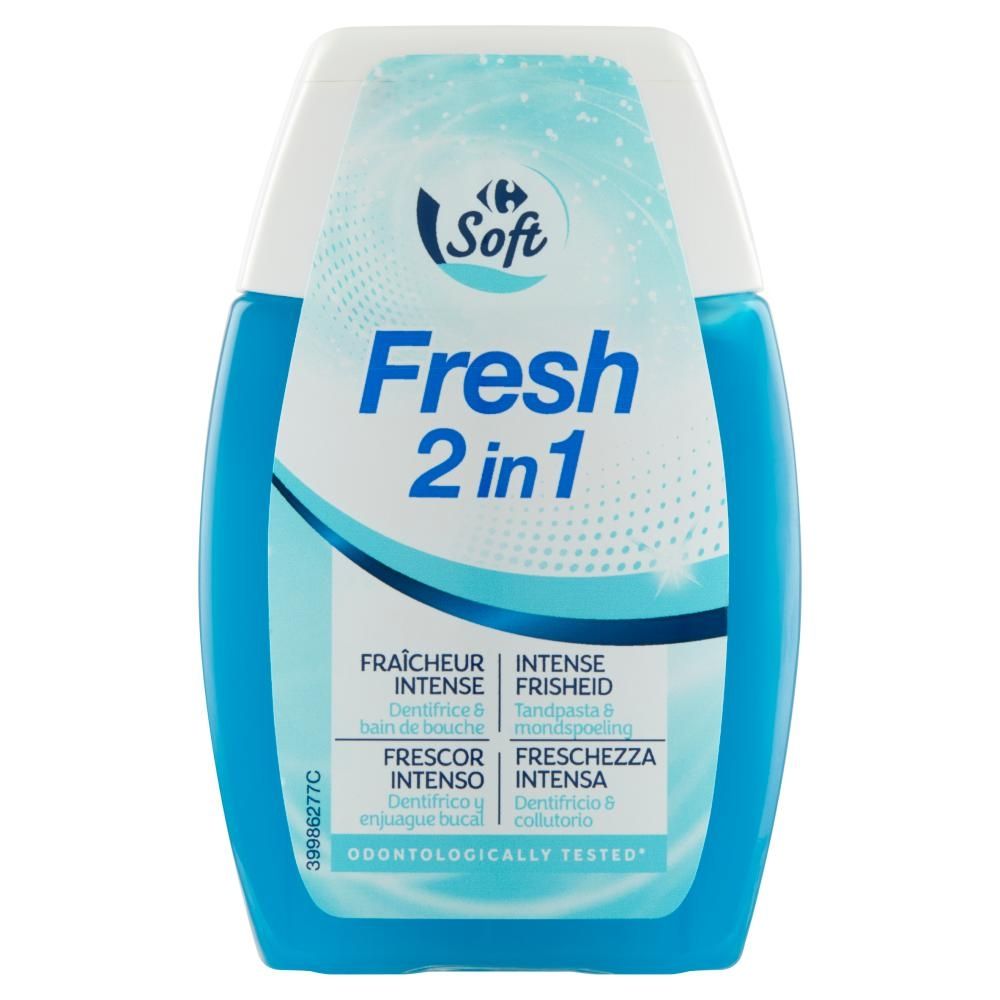 Carrefour Soft Dentalyss Fresh 2w1 Pasta do zębów i płyn do płukania jamy ustnej 100 ml