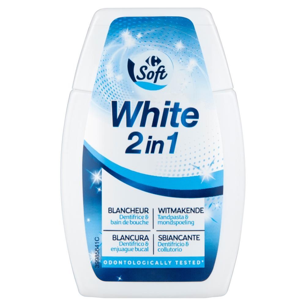 Carrefour Soft Dentalyss White 2 w 1 Pasta do zębów i płyn do płukania jamy ustnej 100 ml