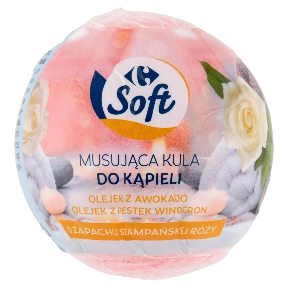 Carrefour Soft Musująca kula do kąpieli o zapachu szampańskiej róży 165 g