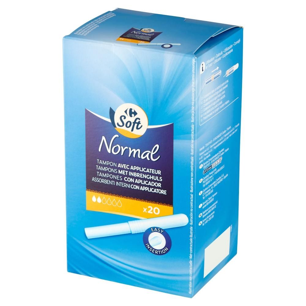 Carrefour Soft Normal Tampony z aplikatorem 20 sztuk