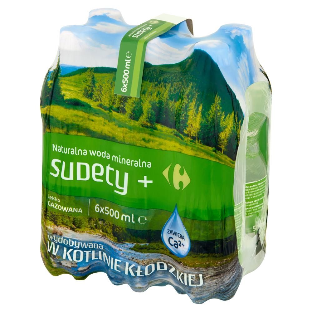 Carrefour Sudety+ Naturalna woda mineralna lekko gazowana 6 x 500 ml