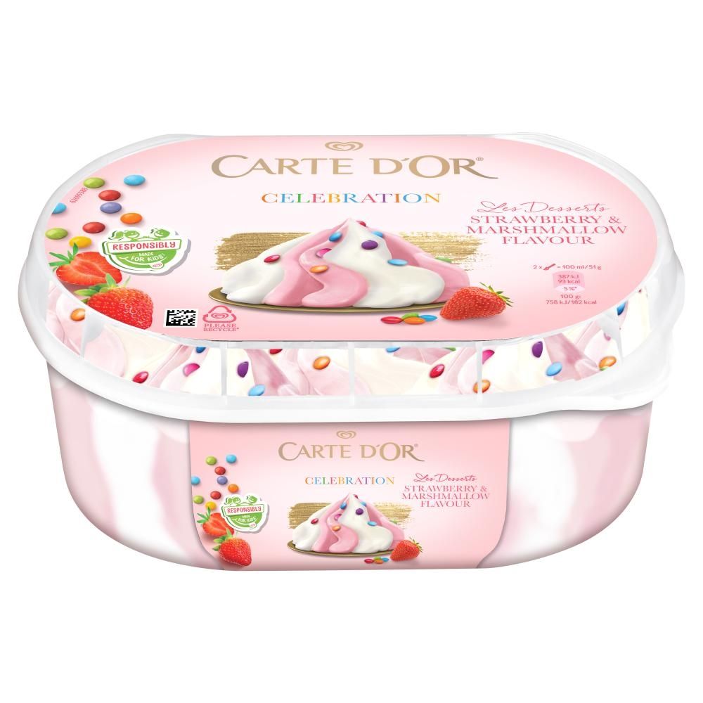 Carte D'Or Celebration Les Desserts Lody truskawkowe i lody o smaku pianki cukrowej 825 ml