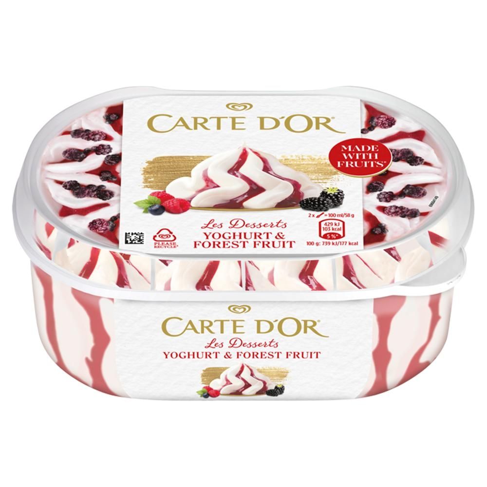 Carte D'Or Les Desserts Lody z jogurtem sosem z owoców leśnych i kawałkami owoców leśnych 850 ml