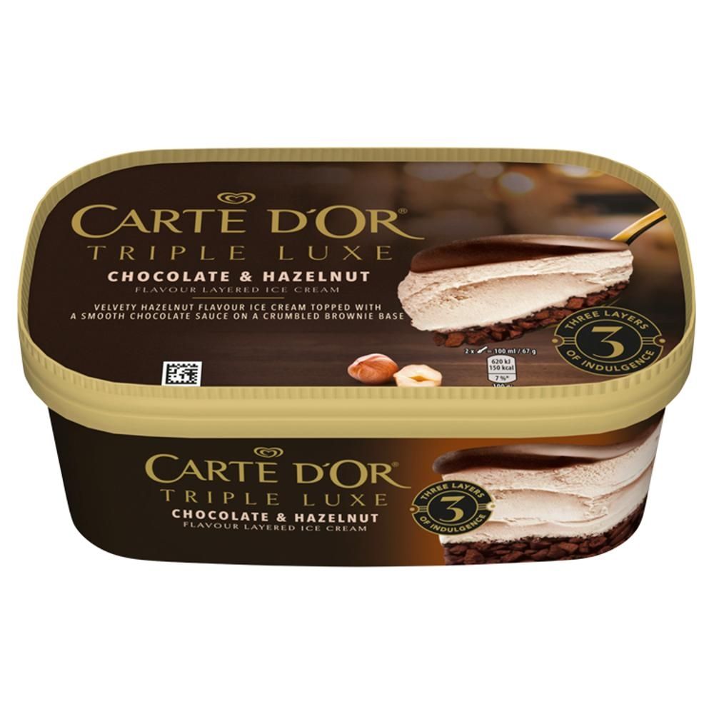 Carte D'Or Triple Luxe Lody o smaku orzechów laskowych z sosem o smaku mlecznej czekolady 650 ml