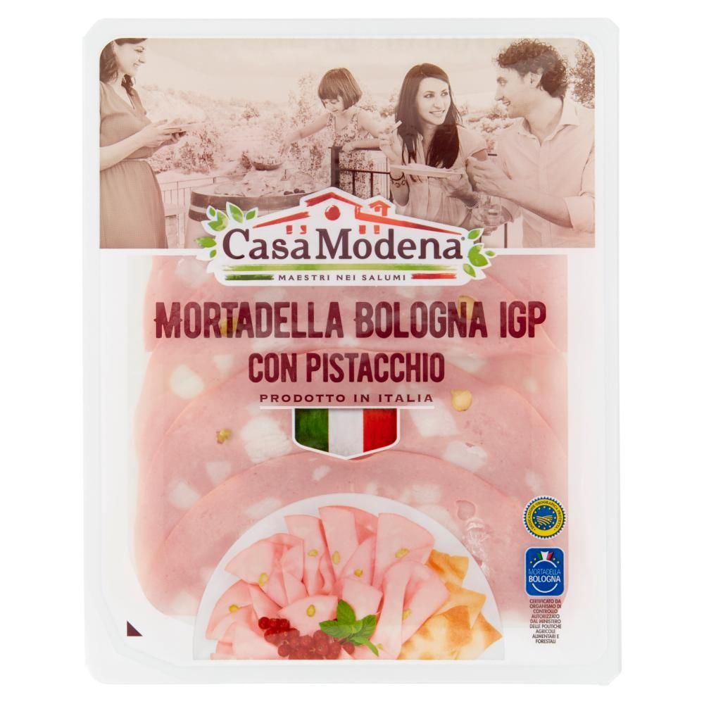 Casa Modena Mortadela Bologna Kiełbasa wieprzowa z pistacjami 125 g