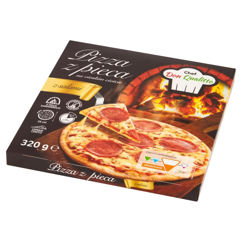 Chef Don Qualitto Pizza z pieca na cienkim cieście z salami 320 g