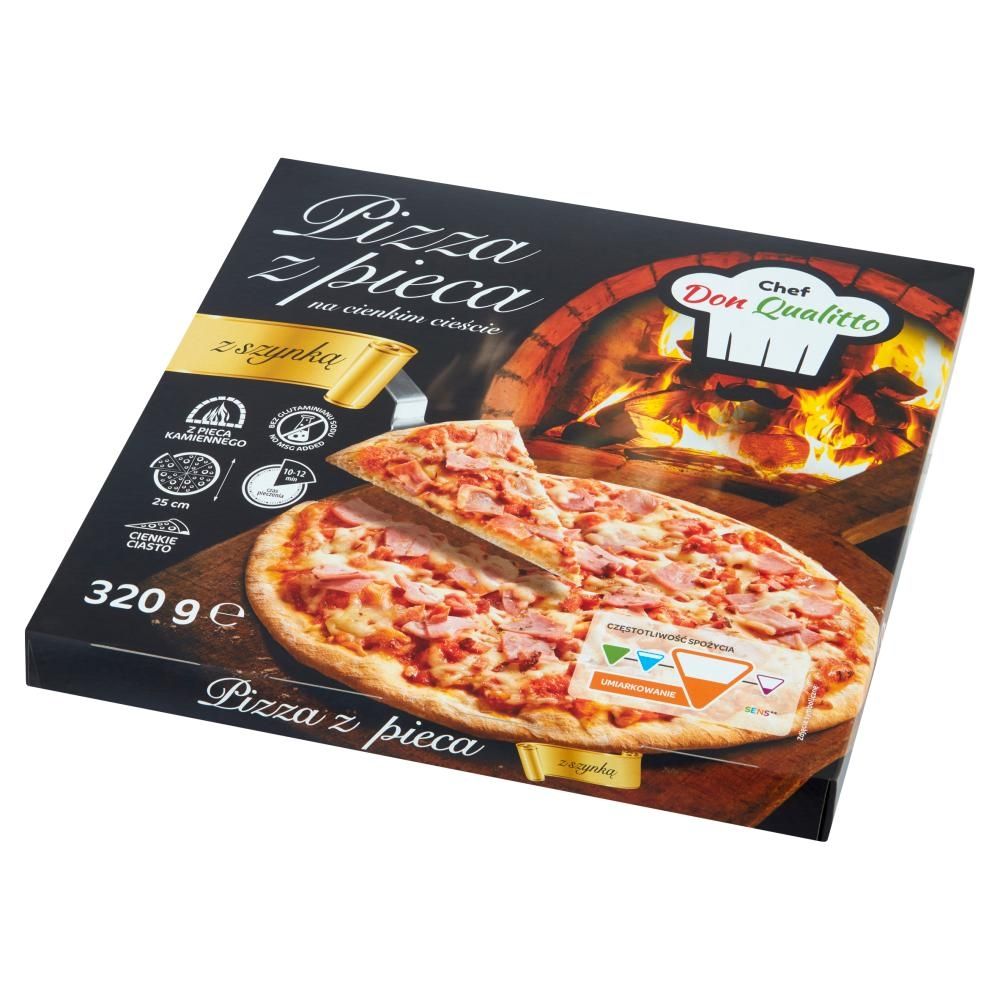 Chef Don Qualitto Pizza z pieca na cienkim cieście z szynką 320 g