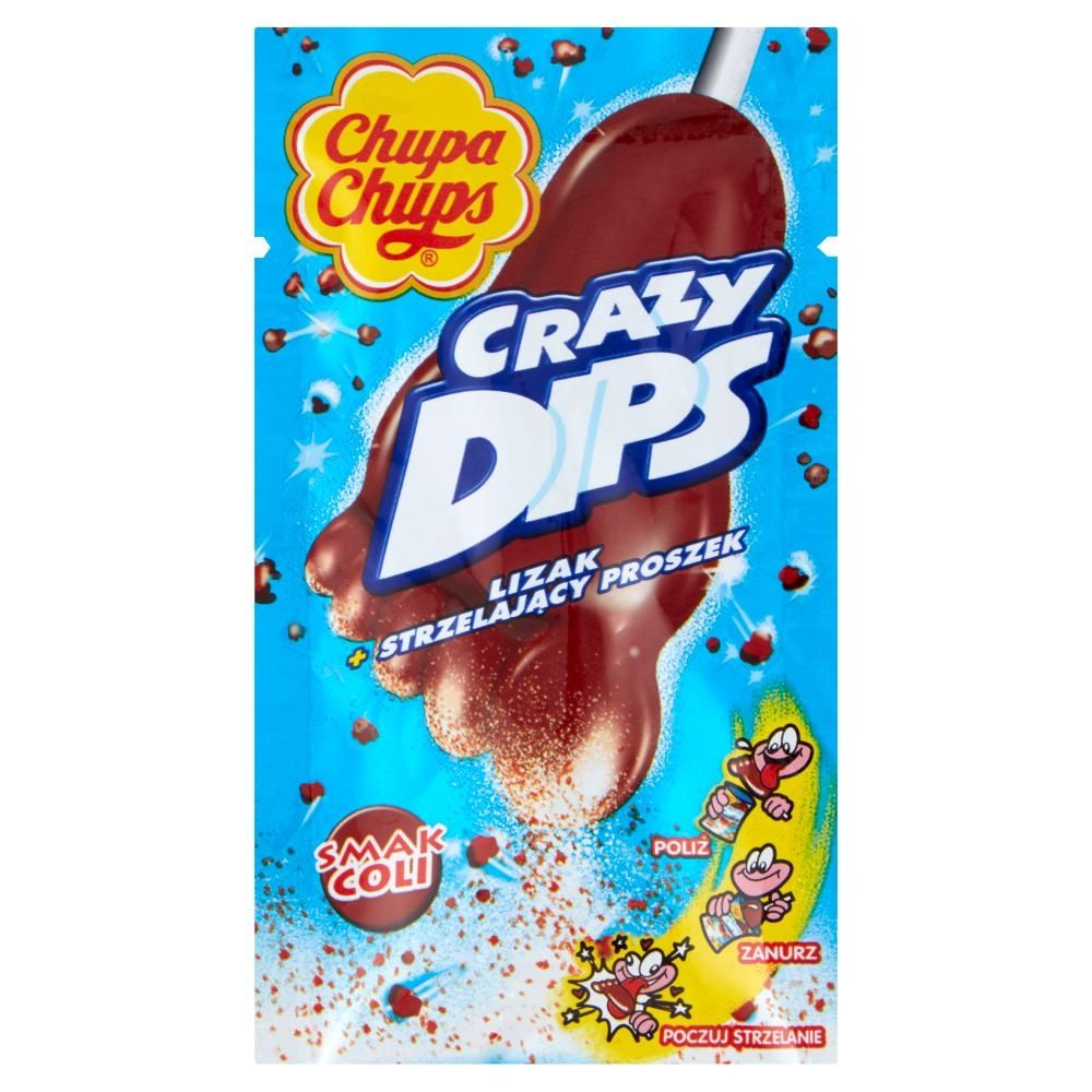 Chupa Chups Crazy Dips Lizak ze strzelającym proszkiem smak coli 14 g