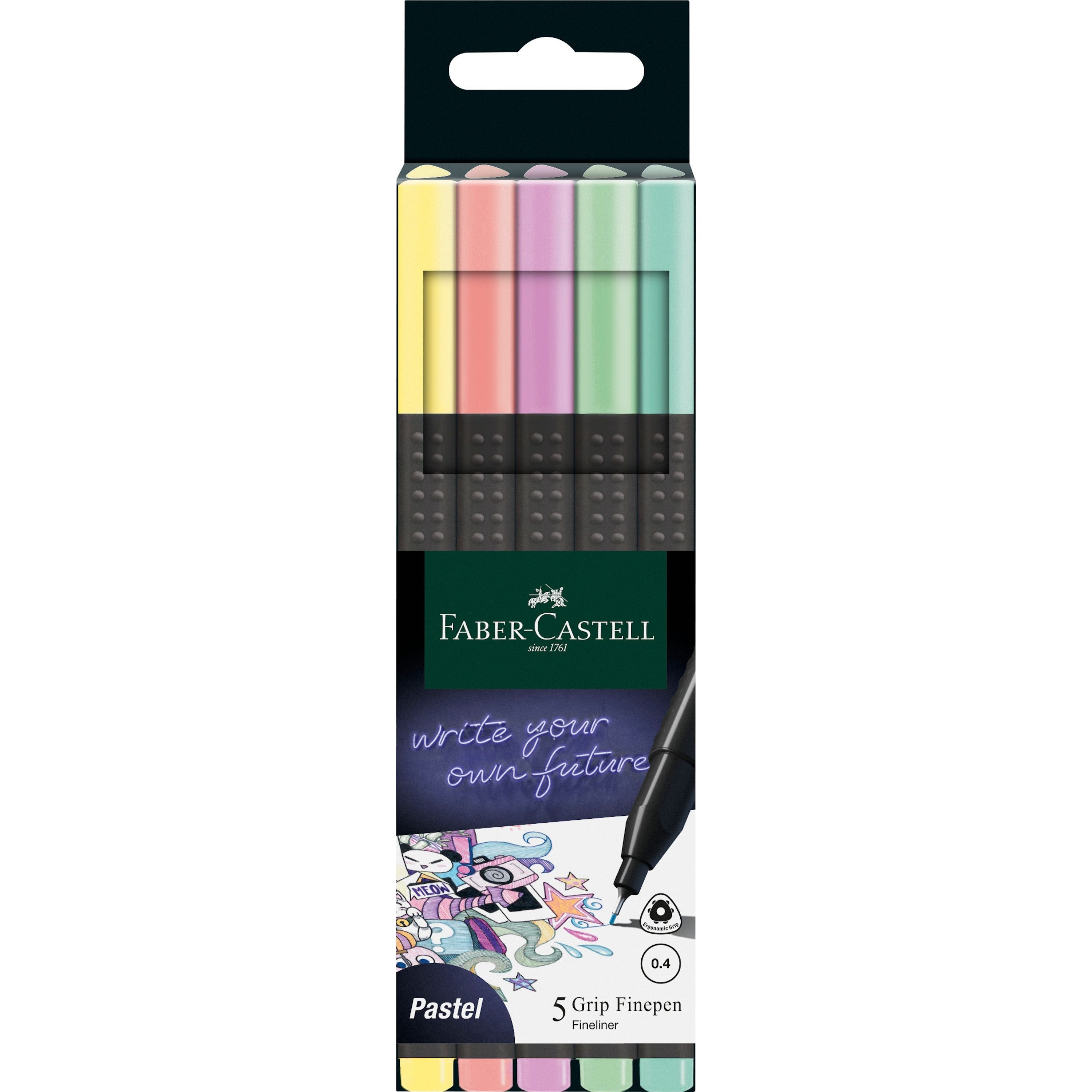 Cienkopisy Grip 5 kol. pastelowych Faber-Castell