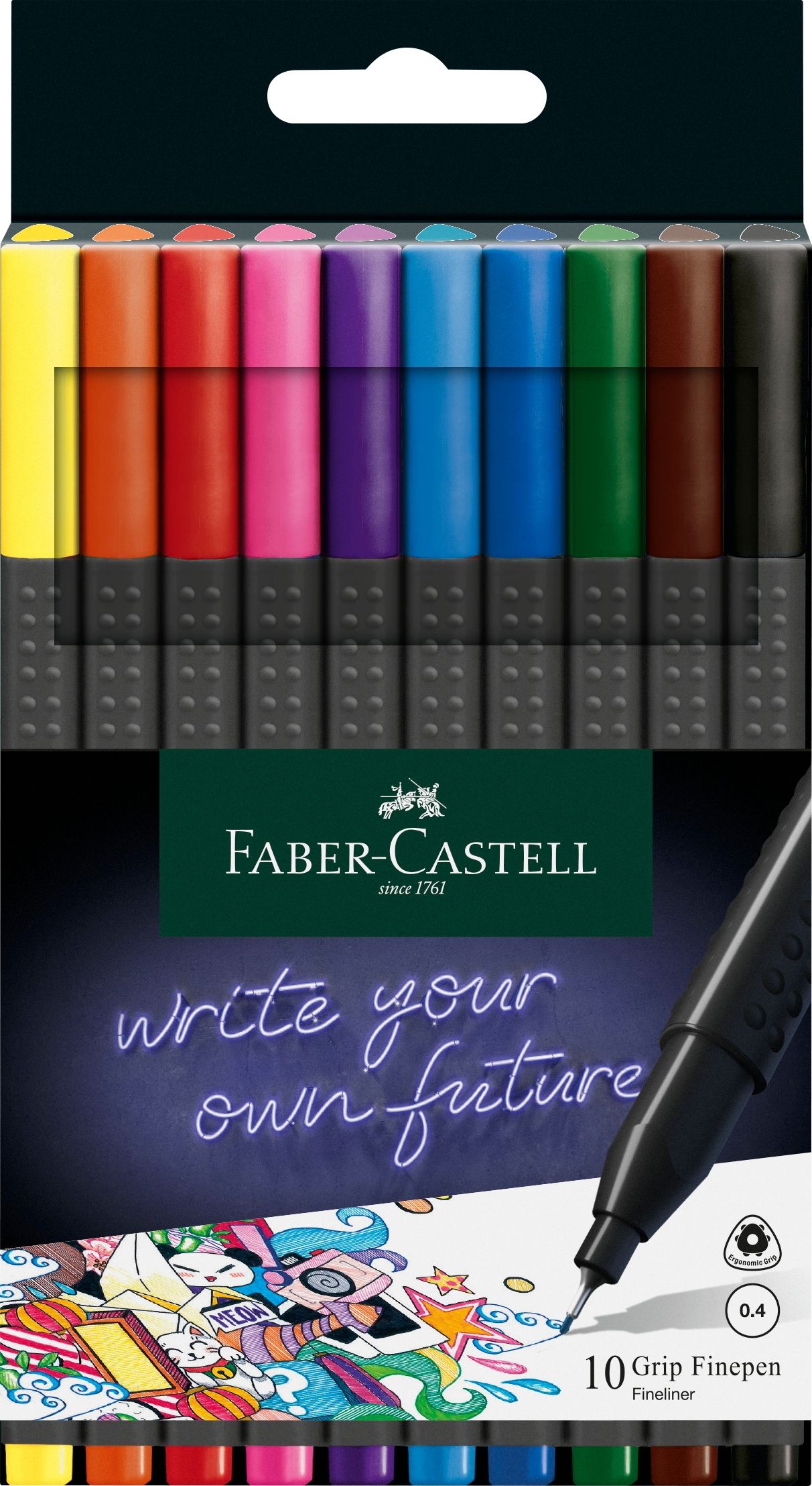 Zdjęcia - Długopis Faber-Castell Cienkopisy grip  10 kolorów w etui 