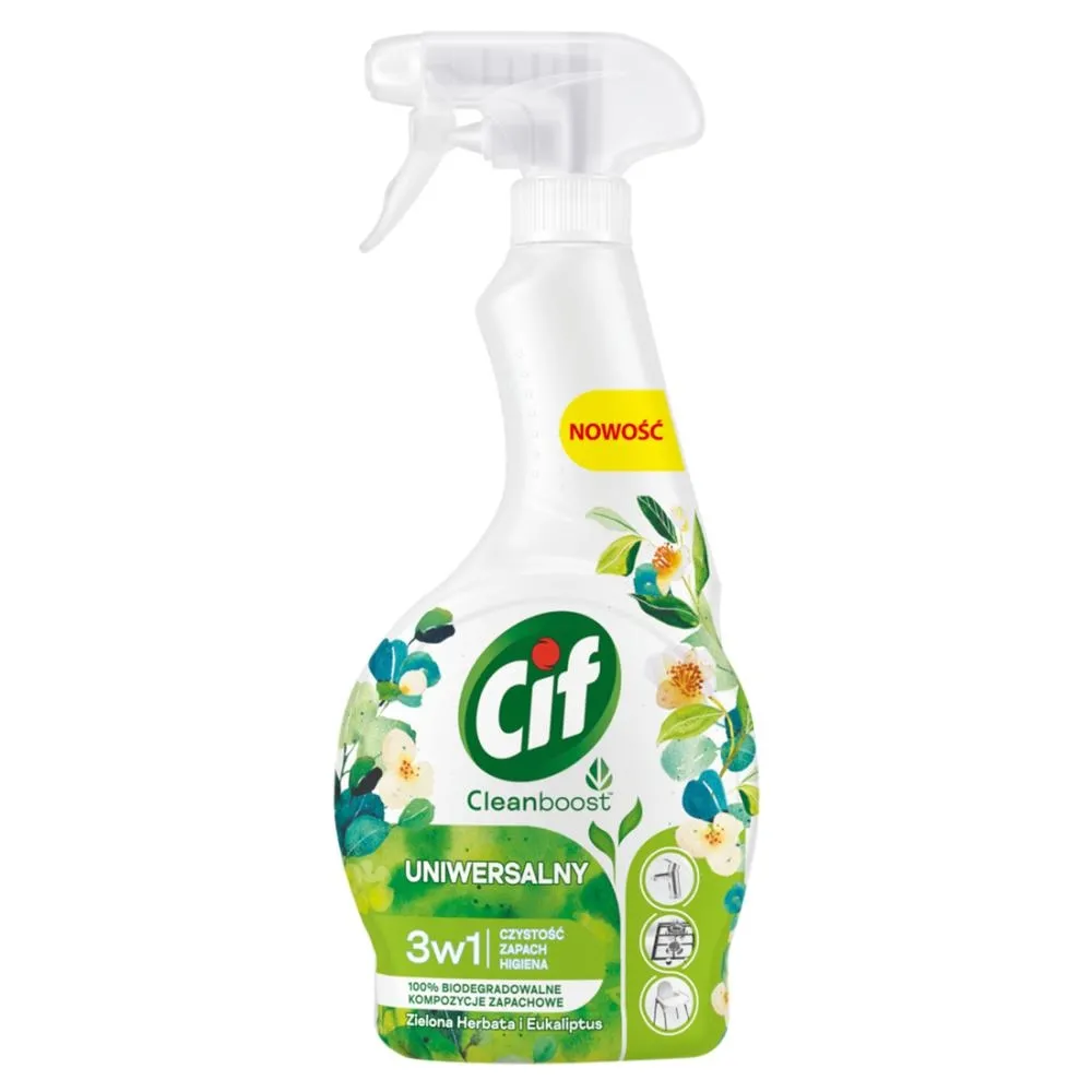 Cif Cleanboost Uniwersalny spray 3w1 zielona herbata i eukaliptus 500 ml