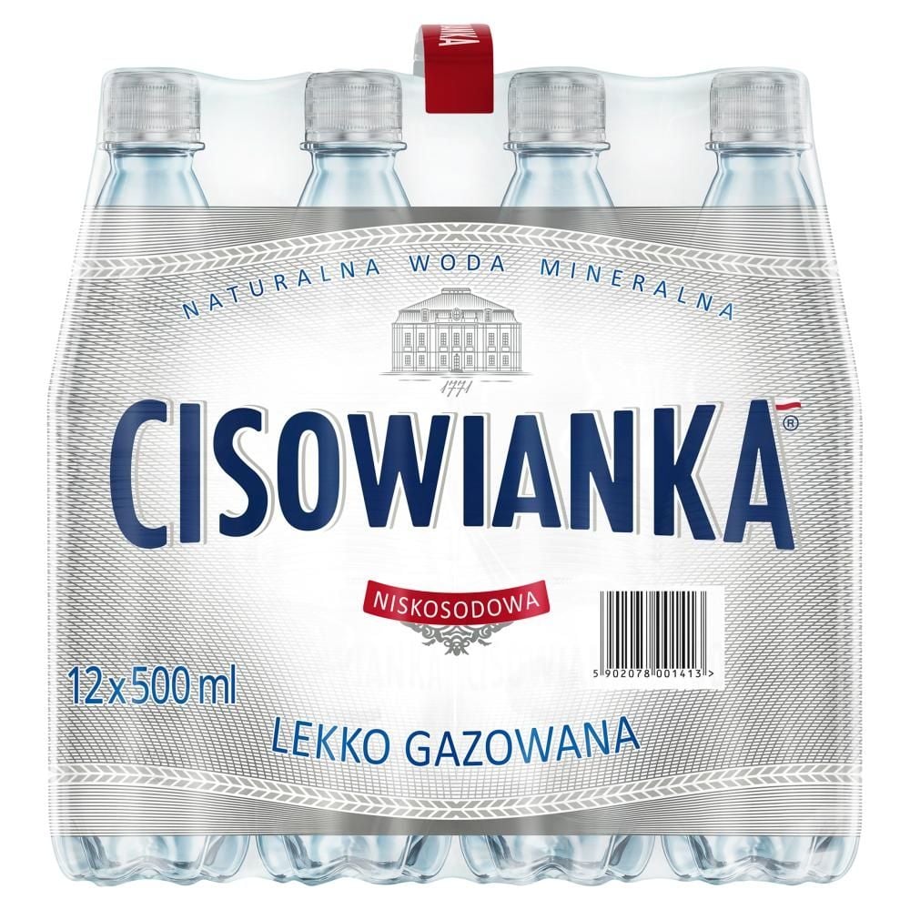 Cisowianka Naturalna woda mineralna lekko gazowana niskosodowa 12 x 500 ml