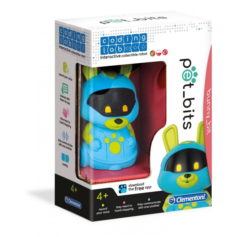 Clementoni Pet Bits królik Interaktywny edukacyjny Robot 510129