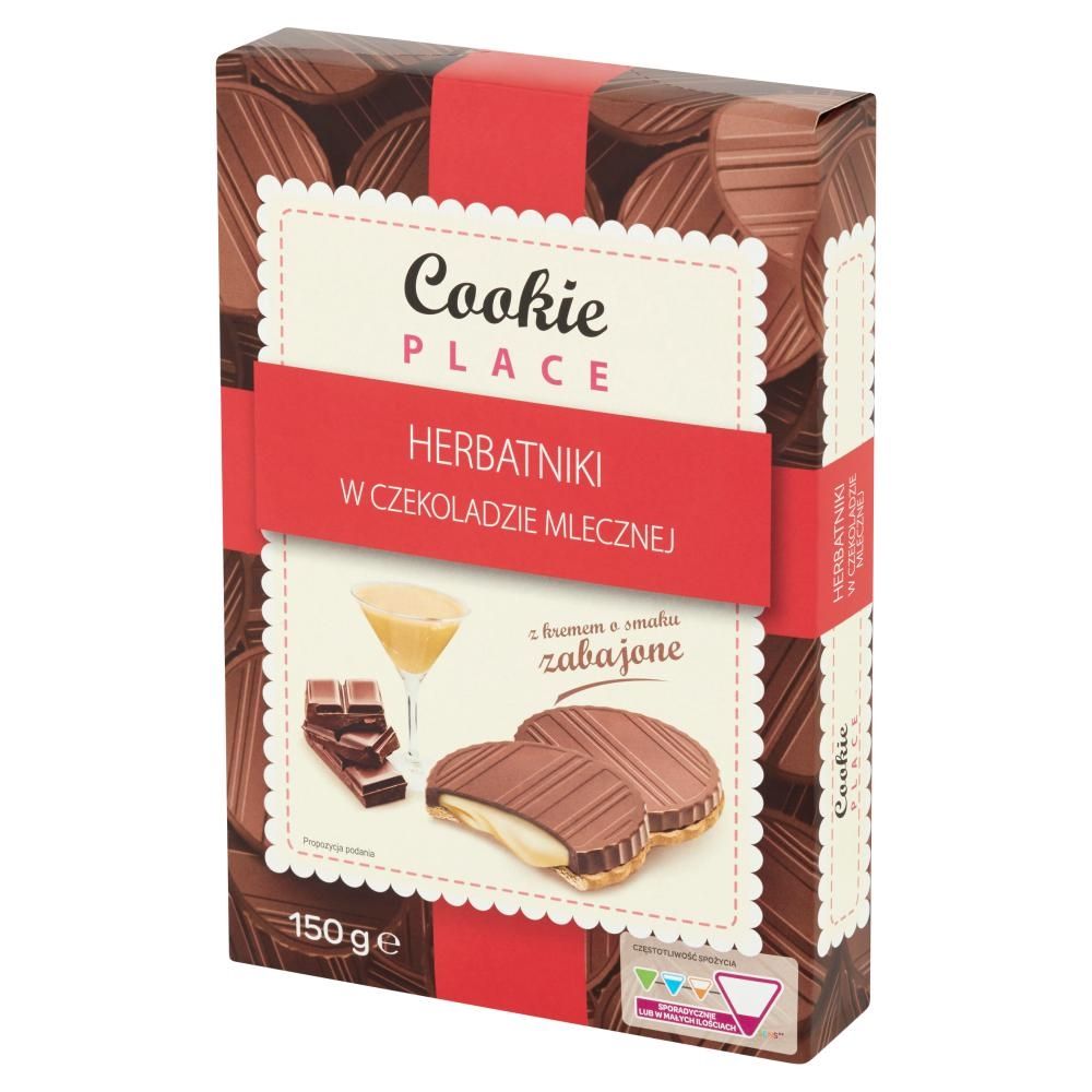 Cookie Place Herbatniki w czekoladzie mlecznej z kremem o smaku zabajone 150 g