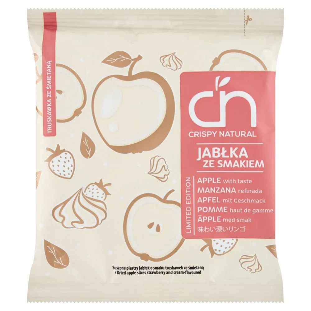 Crispy Natural Suszone plastry jabłek o smaku truskawek ze śmietaną 18 g