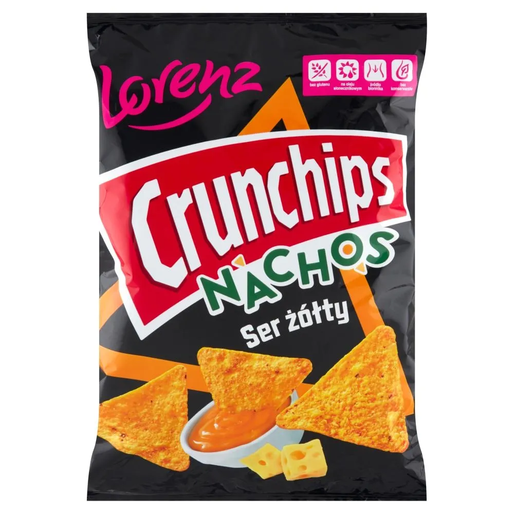 Crunchips Nachos Chipsy kukurydziane ser żółty 190 g