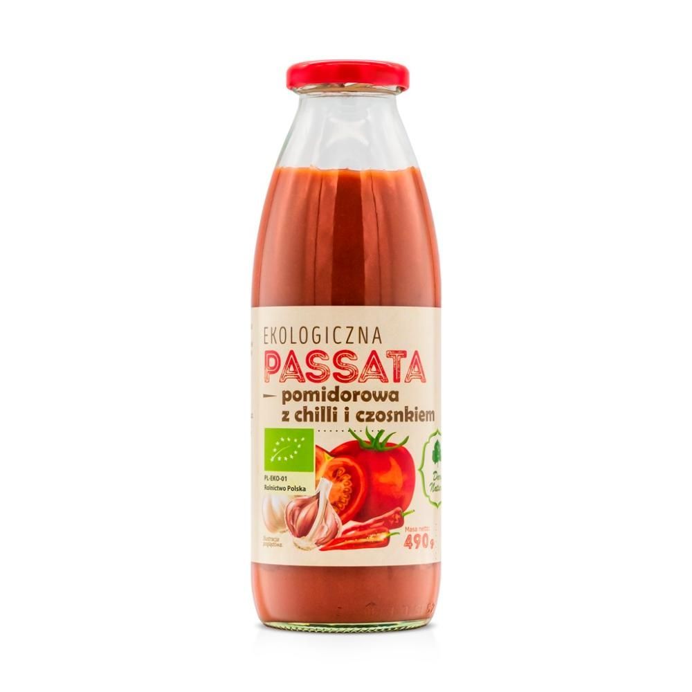 Dary Natury Ekologiczna Passata 490g pomidorowa z chilli i czosnkiem