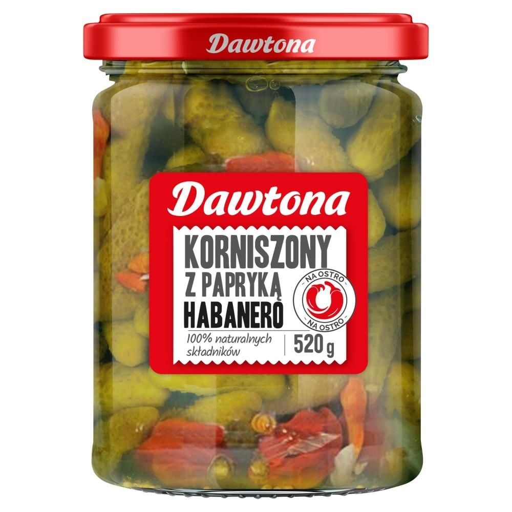 Dawtona Korniszony z papryką habanero 520 g