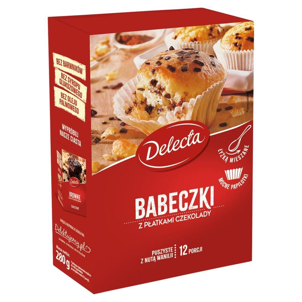 Delecta Babeczki z płatkami czekolady mieszanka do domowego wypieku ciasta 280 g