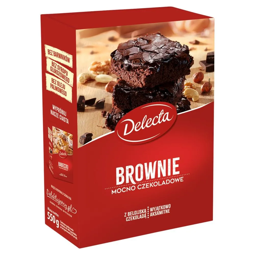 Delecta Brownie mocno czekoladowe mieszanka do domowego wypieku ciasta 550 g