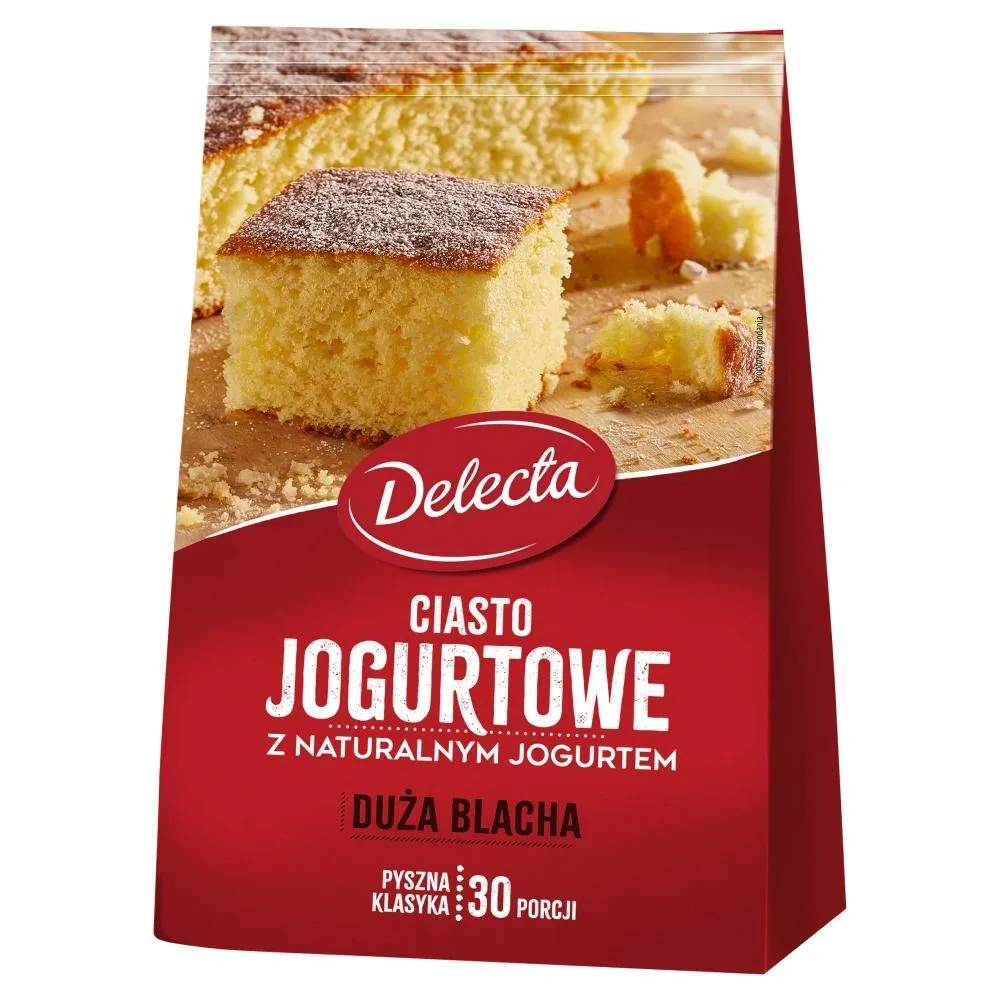 Delecta Duża Blacha Ciasto jogurtowe z naturalnym jogurtem mieszanka do wypieku ciasta 640 g