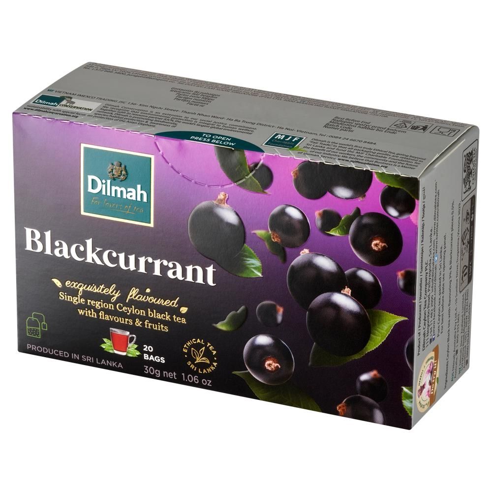 Dilmah Cejlońska herbata czarna aromatyzowana czarna porzeczka 30 g (20 x 1,5 g)