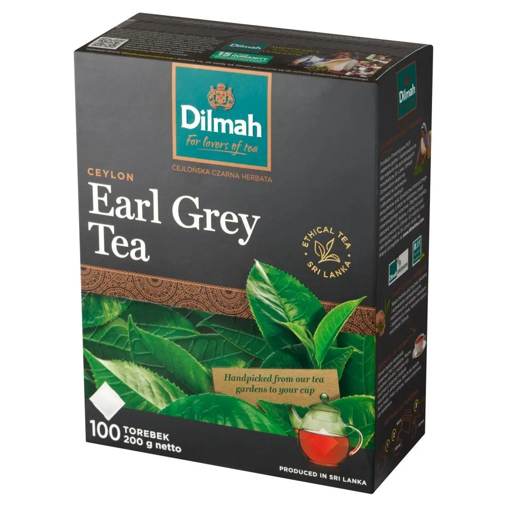 Dilmah Ceylon Earl Grey Tea Cejlońska czarna herbata 200 g (100 x 2 g)