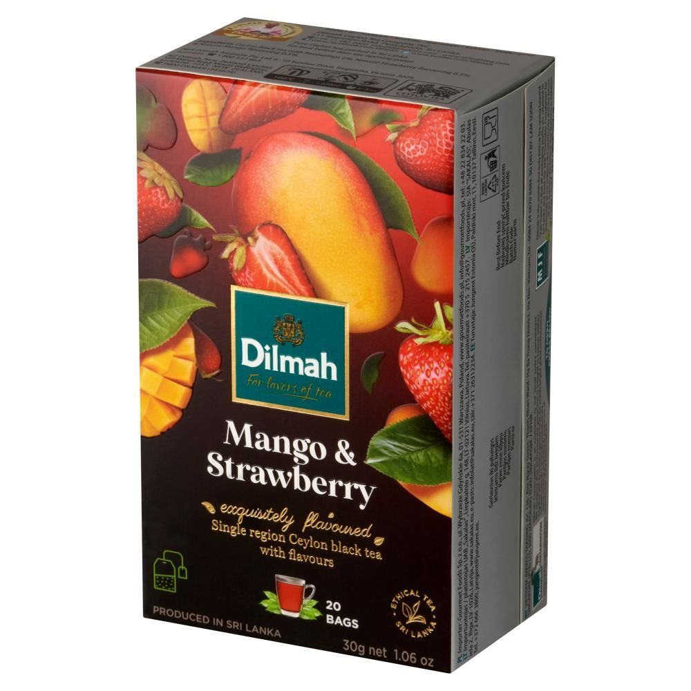 Dilmah Mango & Strawberry Cejlońska czarna herbata 30 g (20 x 1,5 g)