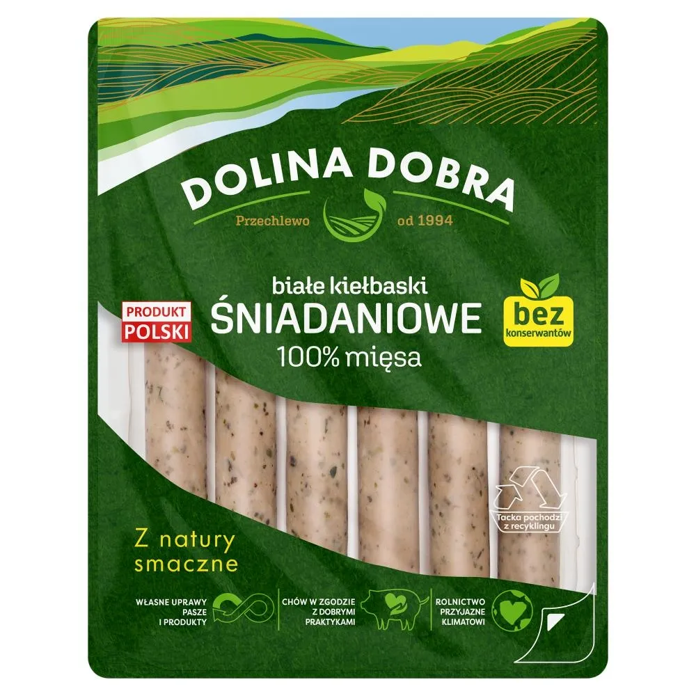 Dolina Dobra Białe kiełbaski śniadaniowe 100 % mięsa 250 g