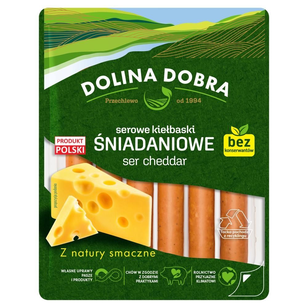 Dolina Dobra Serowe kiełbaski śniadaniowe ser cheddar 250 g