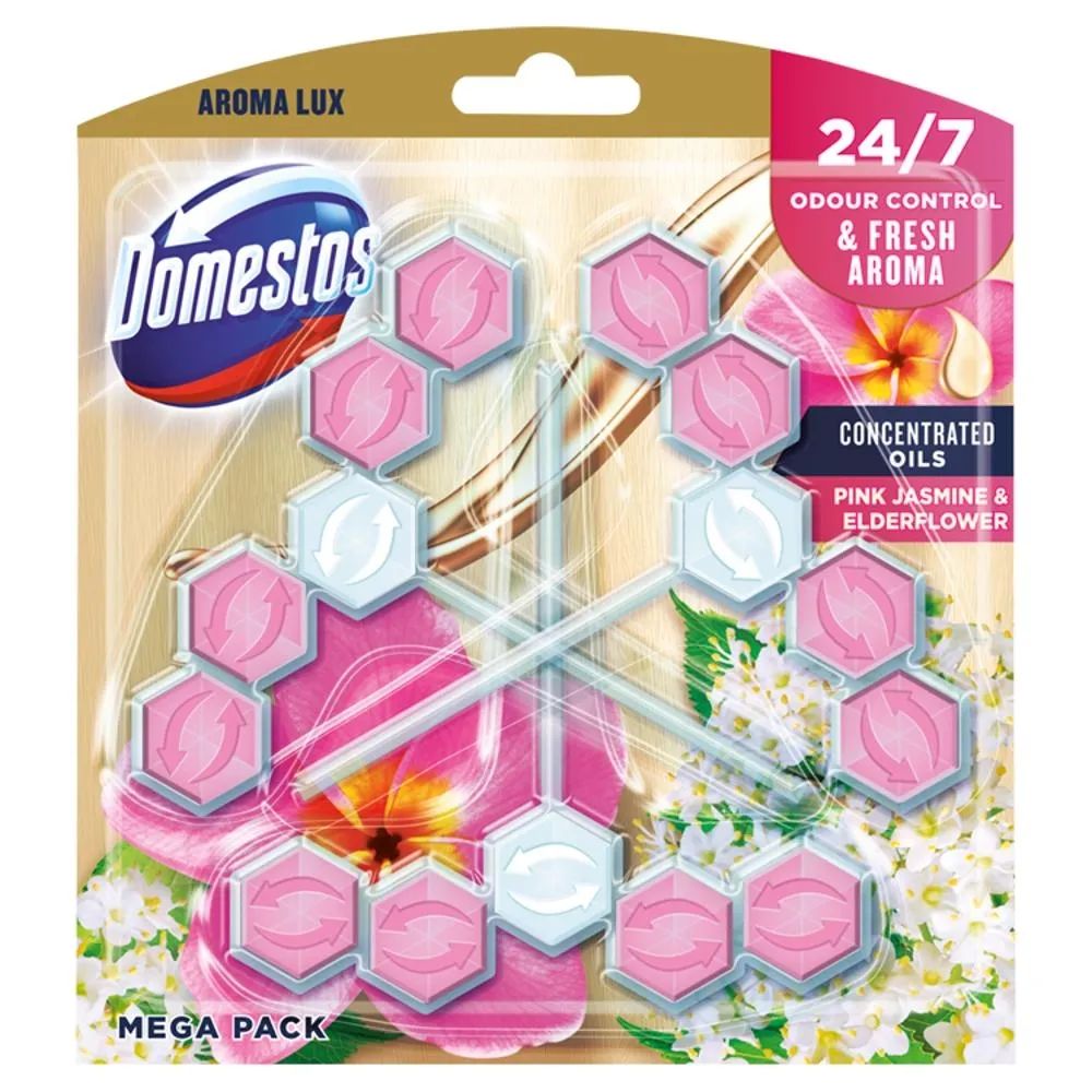 Domestos Aroma Lux Pink Jasmine & Elderflower Kostka toaletowa 3 x 55 g