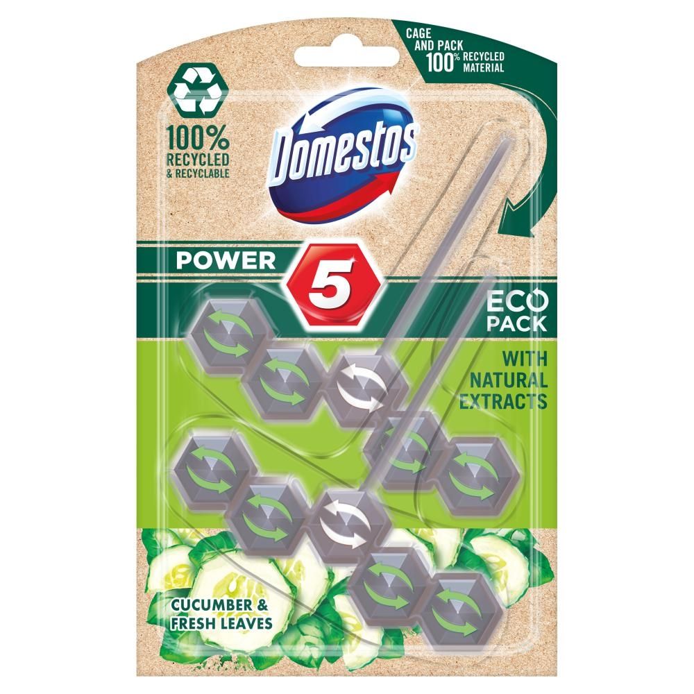 Domestos Power 5 Eco Cucumber & Fresh Leaves Kostka toaletowa 2 x 55 g