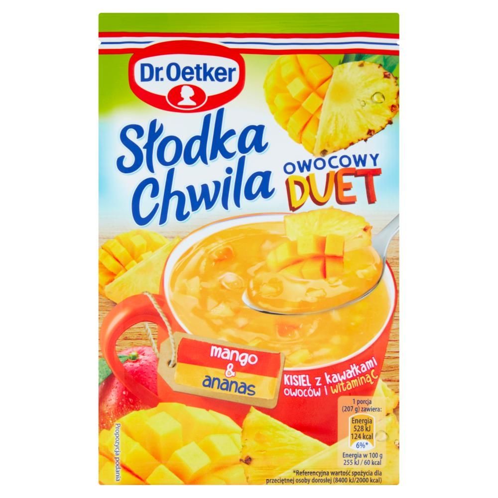 Dr. Oetker Słodka Chwila Owocowy Duet Kisiel z kawałkami owoców i witaminą C mango & ananas 32 g