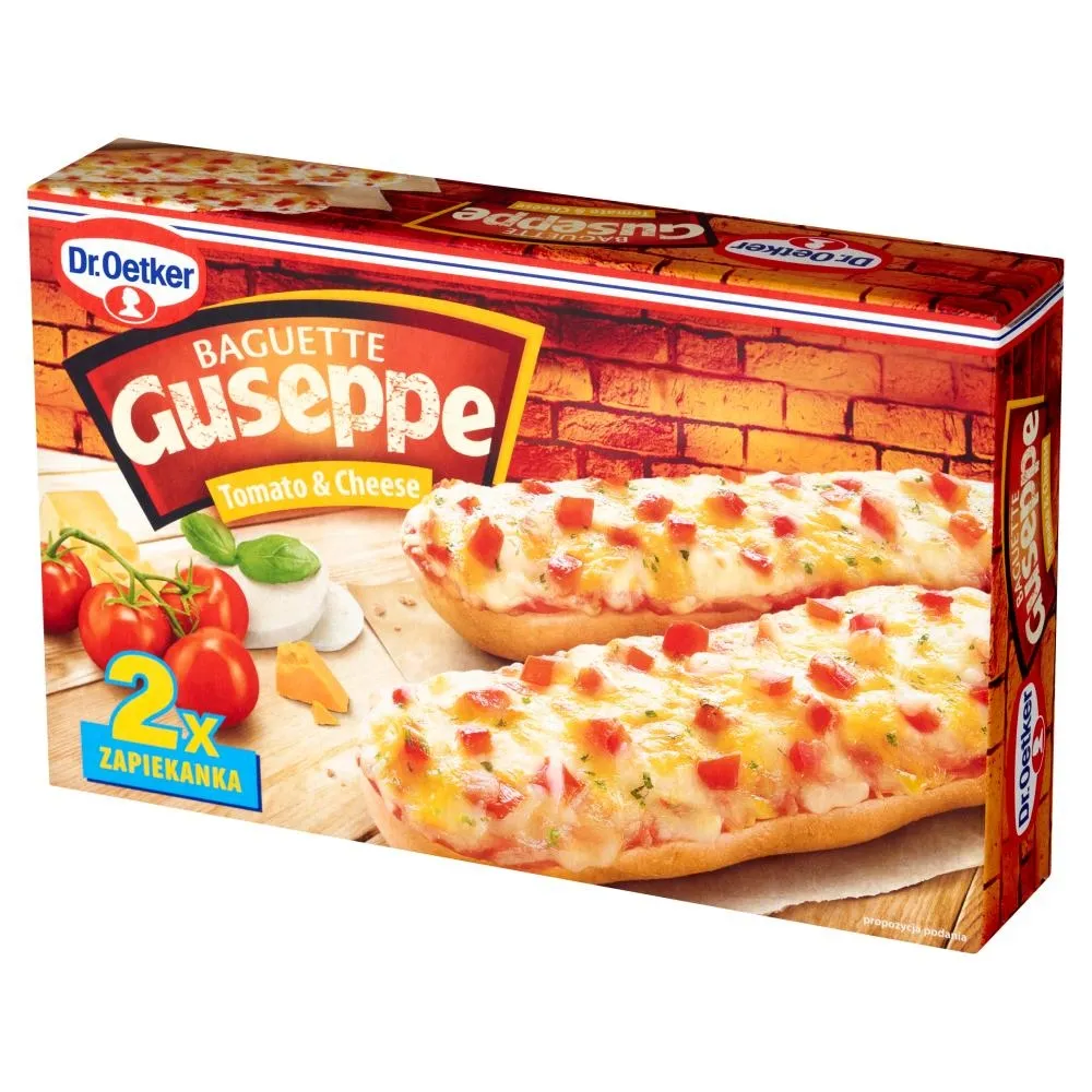 Dr. Oetker Guseppe Zapiekanka z pomidorami serem edamskim cheddar i mozzarella 250 g (2 x 125 g)