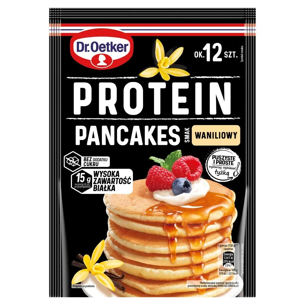 Dr. Oetker Protein Pancakes Mieszanka w proszku smak waniliowy 165 g