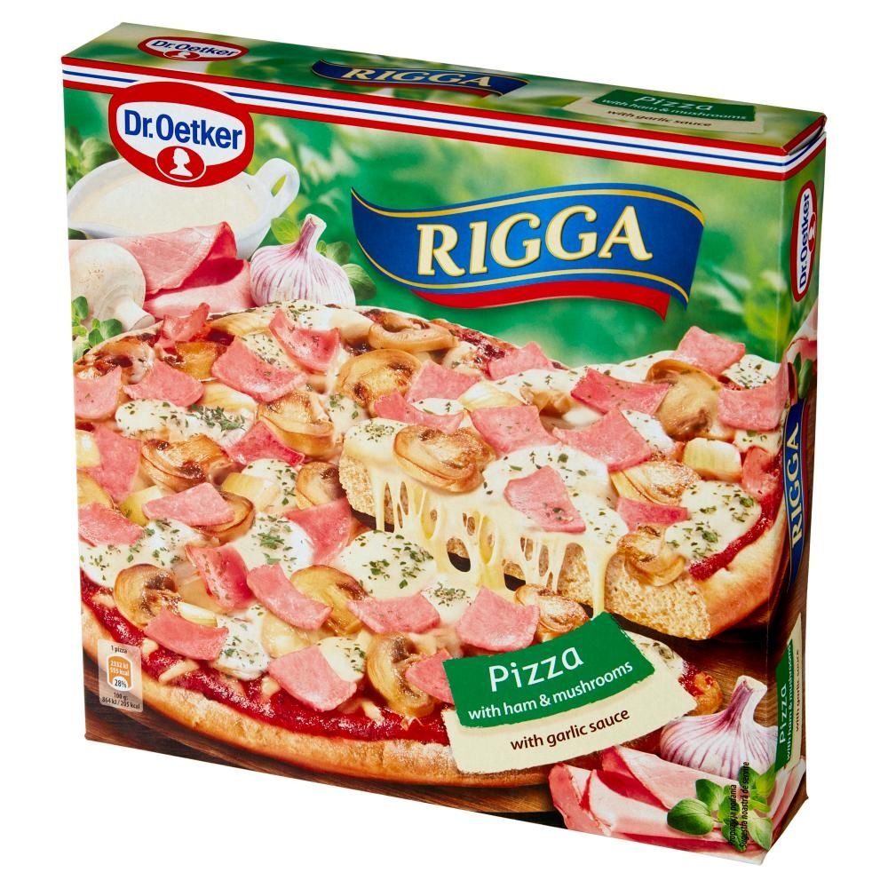 Dr. Oetker Rigga Pizza z szynką i pieczarkami z sosem czosnkowym 270 g