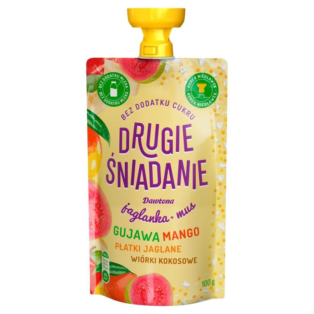 Drugie śniadanie Jaglanka+ mus gujawa mango płatki jaglane wiórki kokosowe 100 g