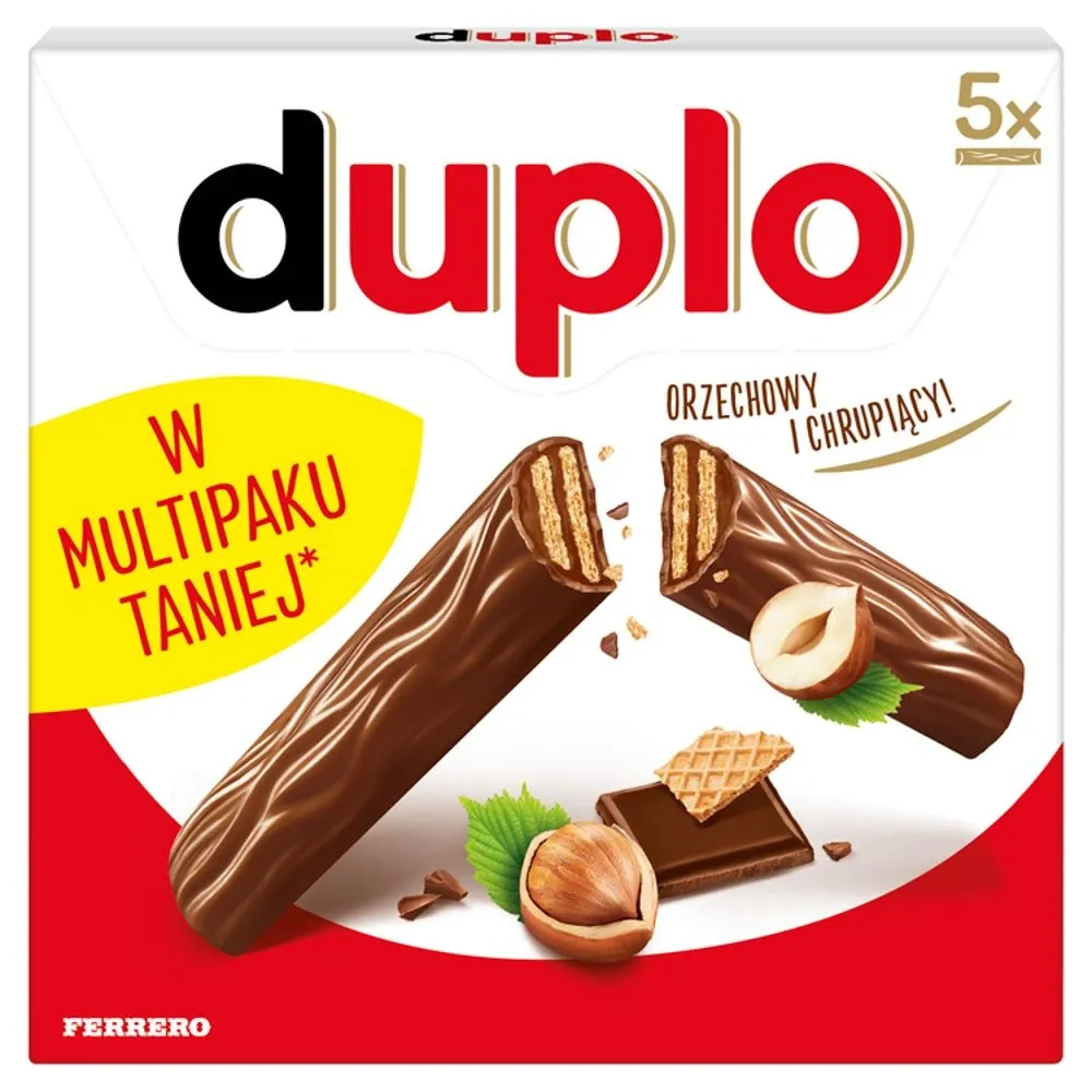 Duplo Wafel z orzechowym nadzieniem pokryty mleczną czekoladą 91 g (5 sztuk)