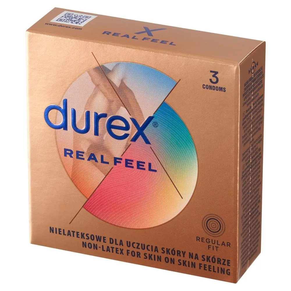 Durex Real Feel Wyrób medyczny prezerwatywy nielateksowe 3 sztuki