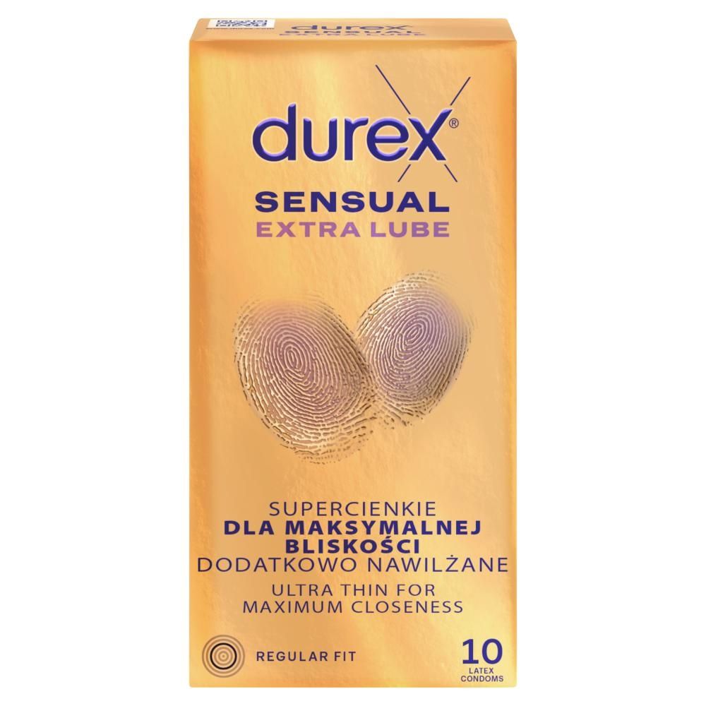 Durex Sensual Extra Lube Wyrób medyczny prezerwatywy 10 sztuk