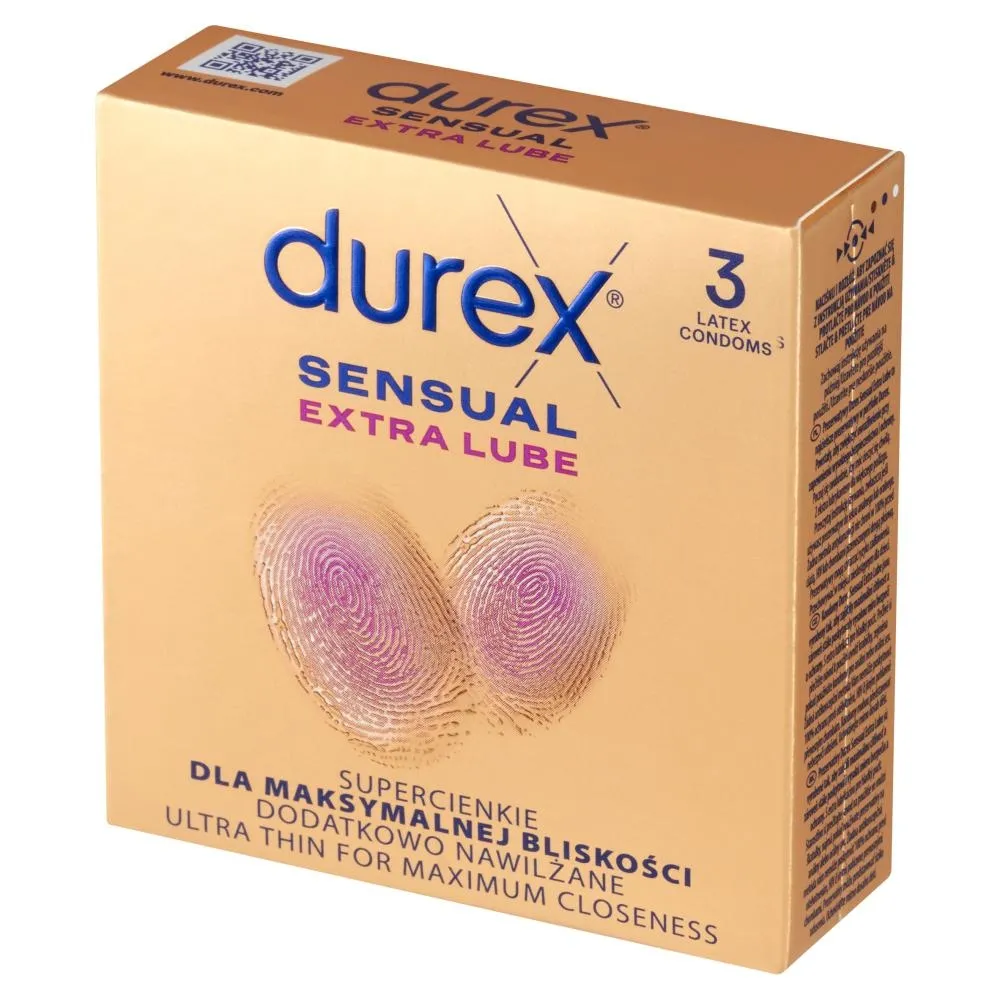 Durex Sensual Extra Lube Wyrób medyczny prezerwatywy 3 sztuki