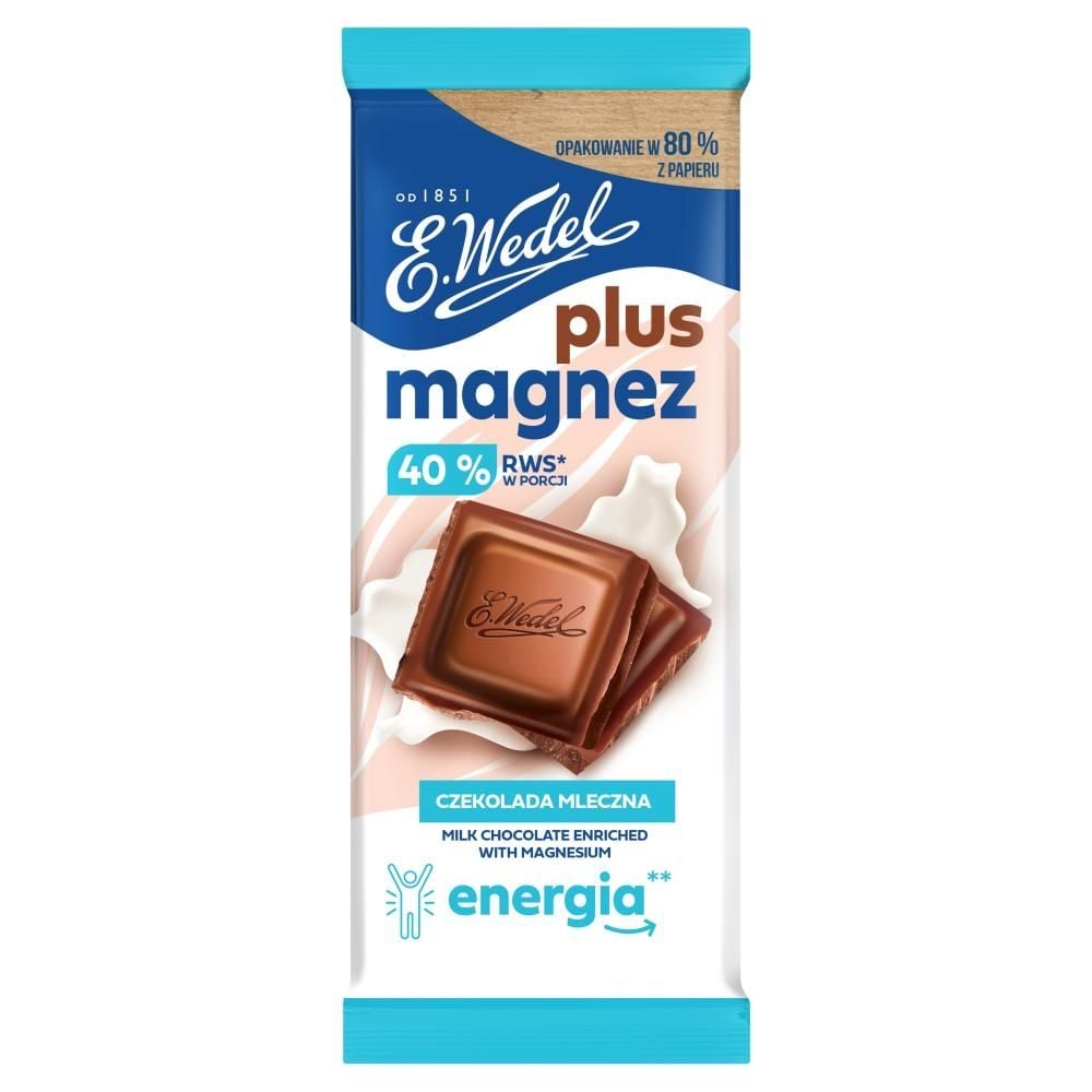 E. Wedel Plus Magnez Czekolada mleczna wzbogacona w magnez 80 g