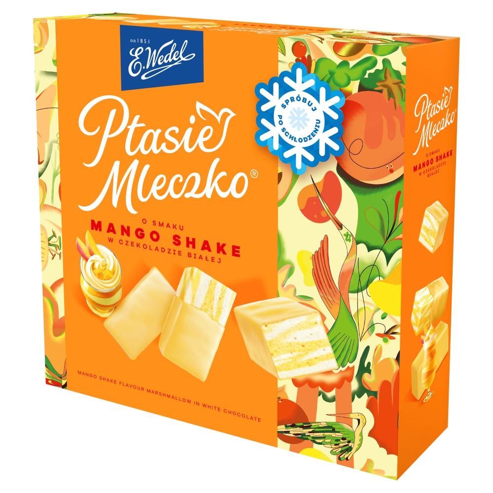 E. Wedel Ptasie mleczko o smaku mango shake w czekoladzie białej 340 g