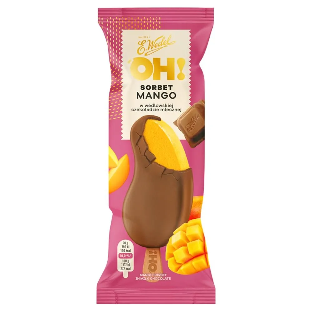 E. Wedel Sorbet mango w wedlowskiej czekoladzie mlecznej 90 ml