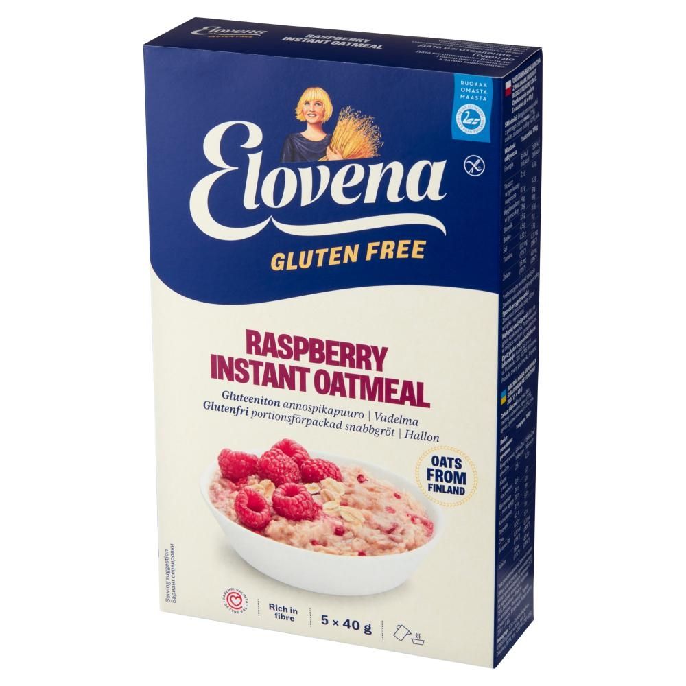 Elovena Gluten Free Bezglutenowa owsianka błyskawiczna z malinami 200 g (5 x 40 g)